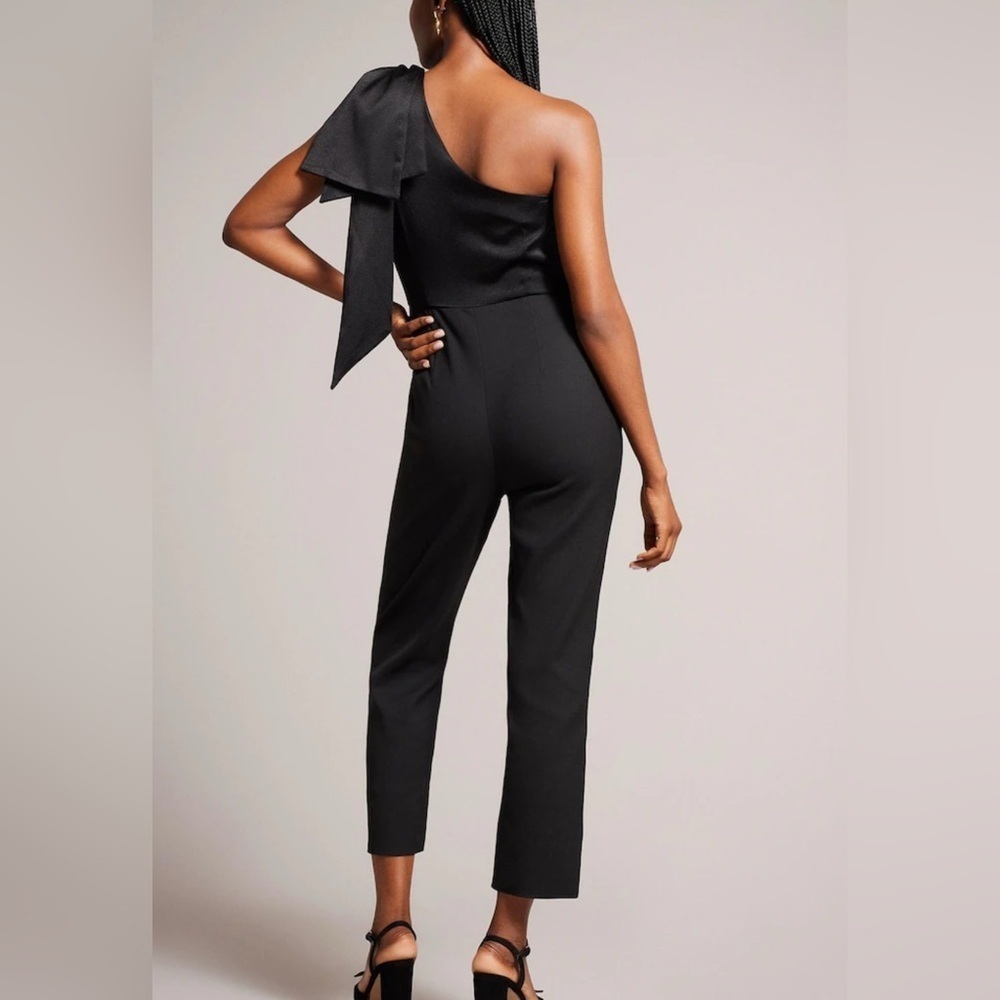 Ted Baker Elegant Black One-Shoulder Jumpsuit